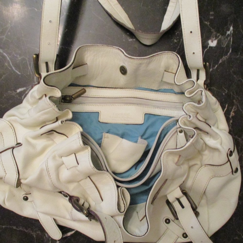 Cavalcanti Italian Leather Purse Bag Tote Cream - Picture 7 of 13